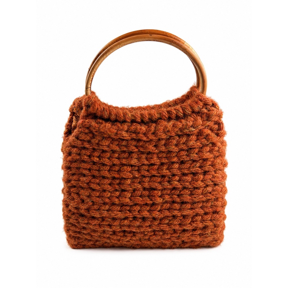Boho Vintage Y2K Orange Chunky Knit Woven Handmade Crochet Shoulder Bag Purse